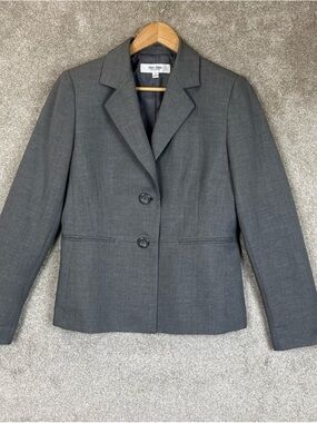 Jones Studio Jacket Womens 6 Gray Button Front Lined Blazer Career- 4579